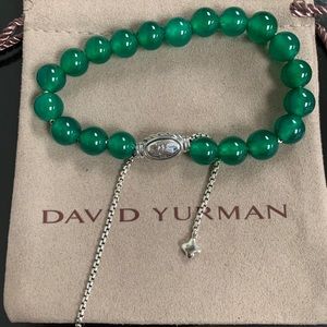DY SILVER 8mm BEADS BRACELET GREEN ONYX